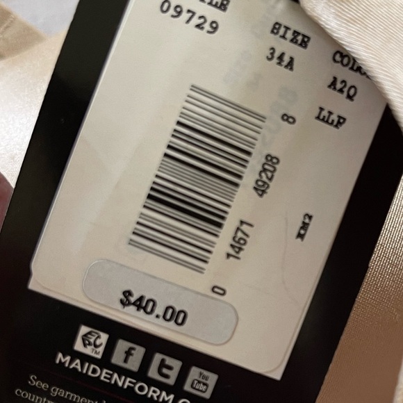 Maidenform Cream Colored Satiny Push Up Bra 34A - Picture 8 of 8